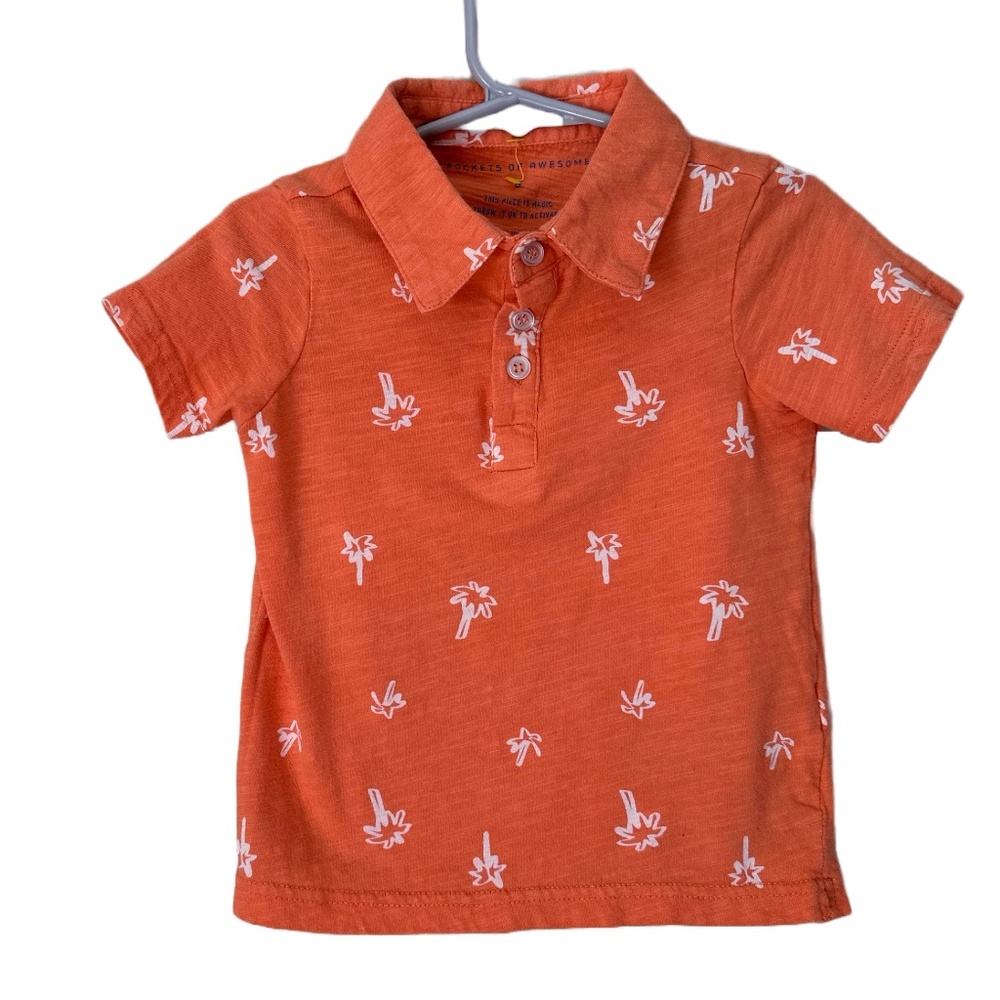 Rockets of Awesome Palm Tree Orange Polo Shirt Size 3T